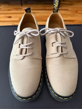 Dr. Martens Tan Suede 3-Eye Derby Shoes. Made in England